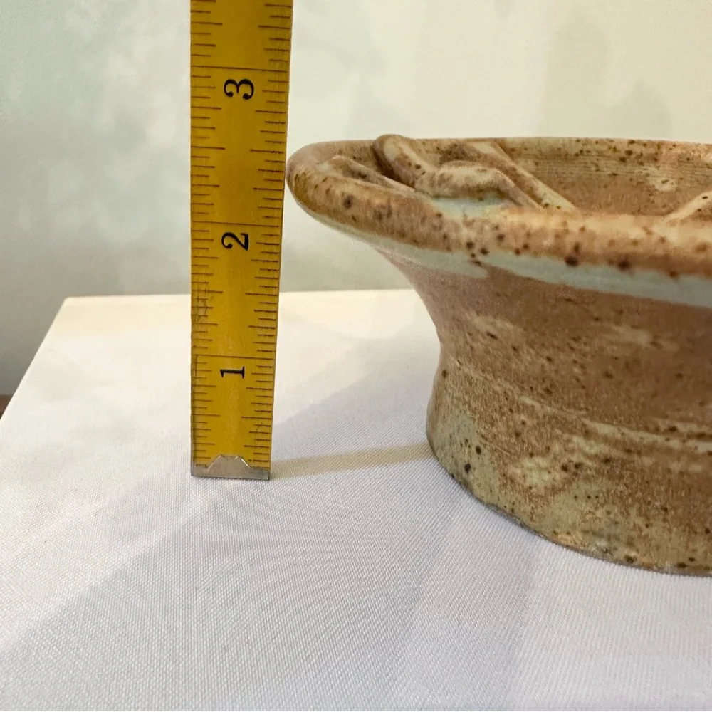 Anthony Stoneware Soap Dish Artisan Pottery Butternut Sponge Flower Frog